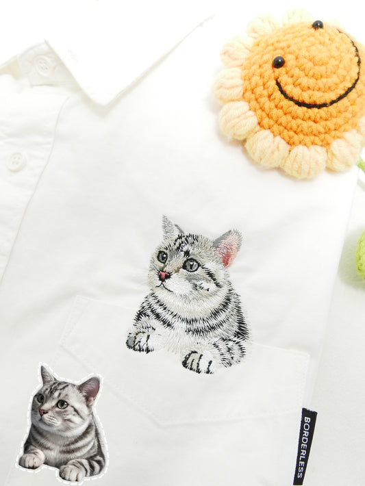 客製化寵物刺繡牛仔襯衫 (長袖)