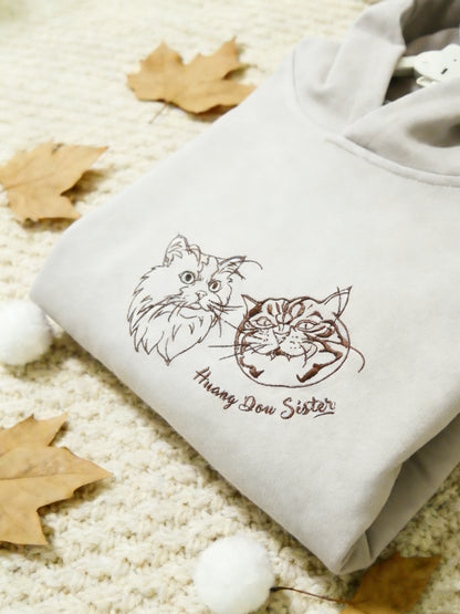 線稿風格寵物刺繡介紹