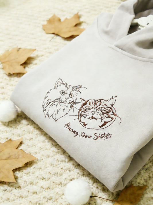 線稿風格寵物刺繡介紹