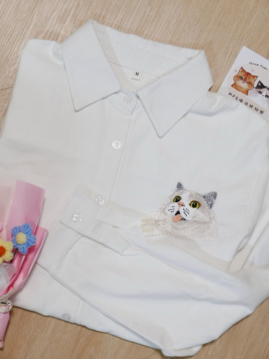 客製化寵物刺繡襯衫（長袖）