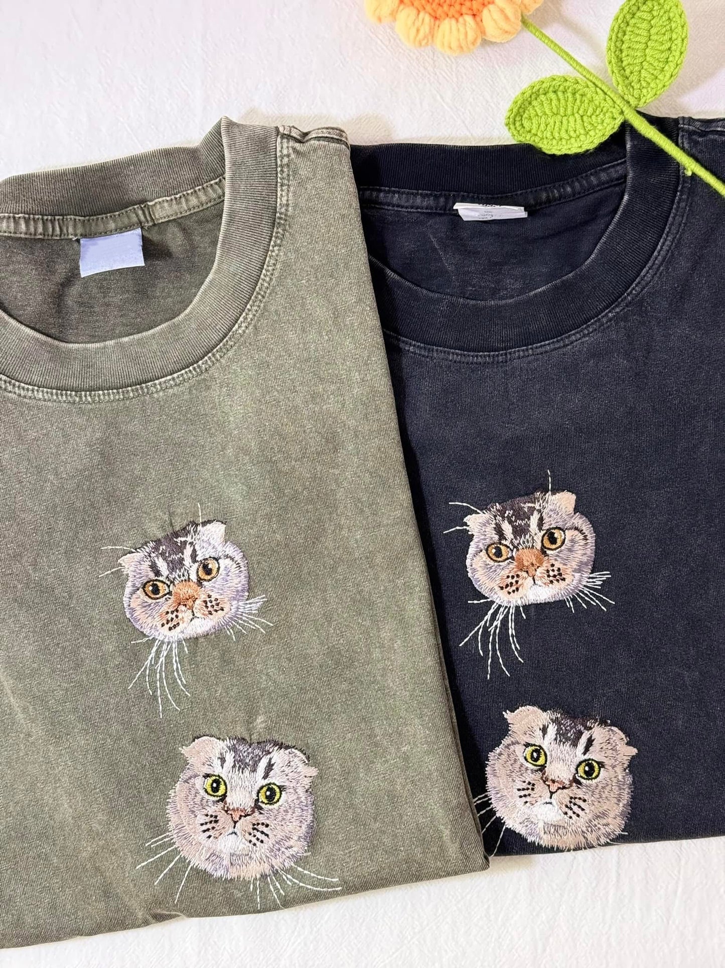 做舊水洗｜客製化寵物刺繡T恤短袖