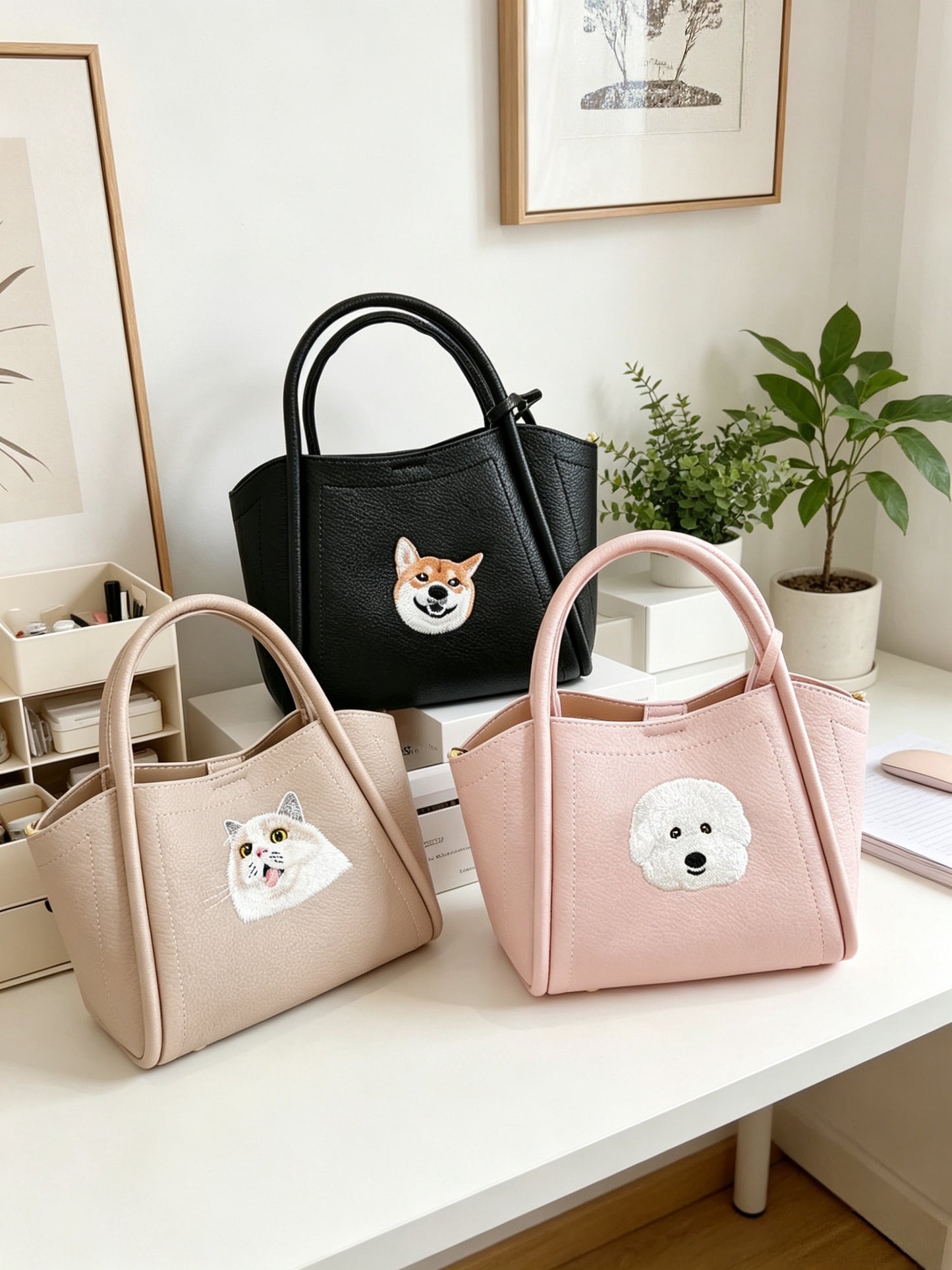 客製化寵物刺繡菜籃子皮包