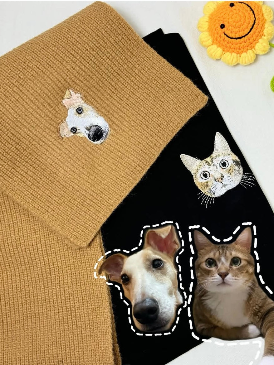 客製化寵物刺繡圍巾