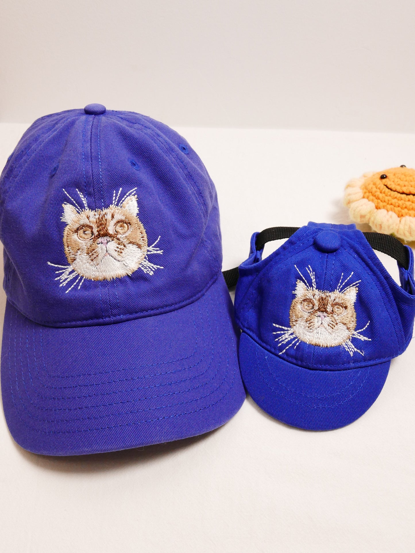 （人寵親子套裝）客製化寵物刺繡棒球帽2件套