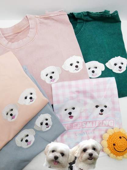 做舊水洗｜客製化寵物刺繡T恤短袖