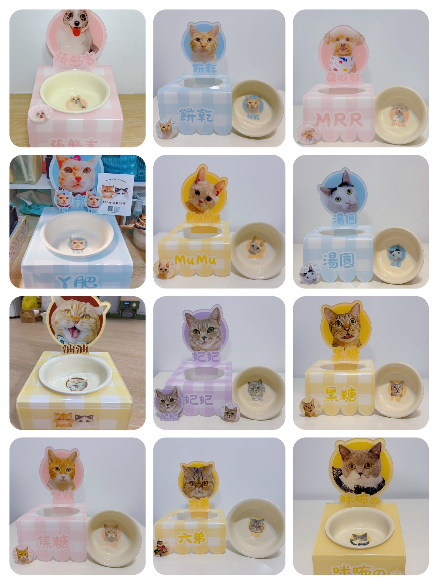 客製化寵物壓克力碗架套組彩印款