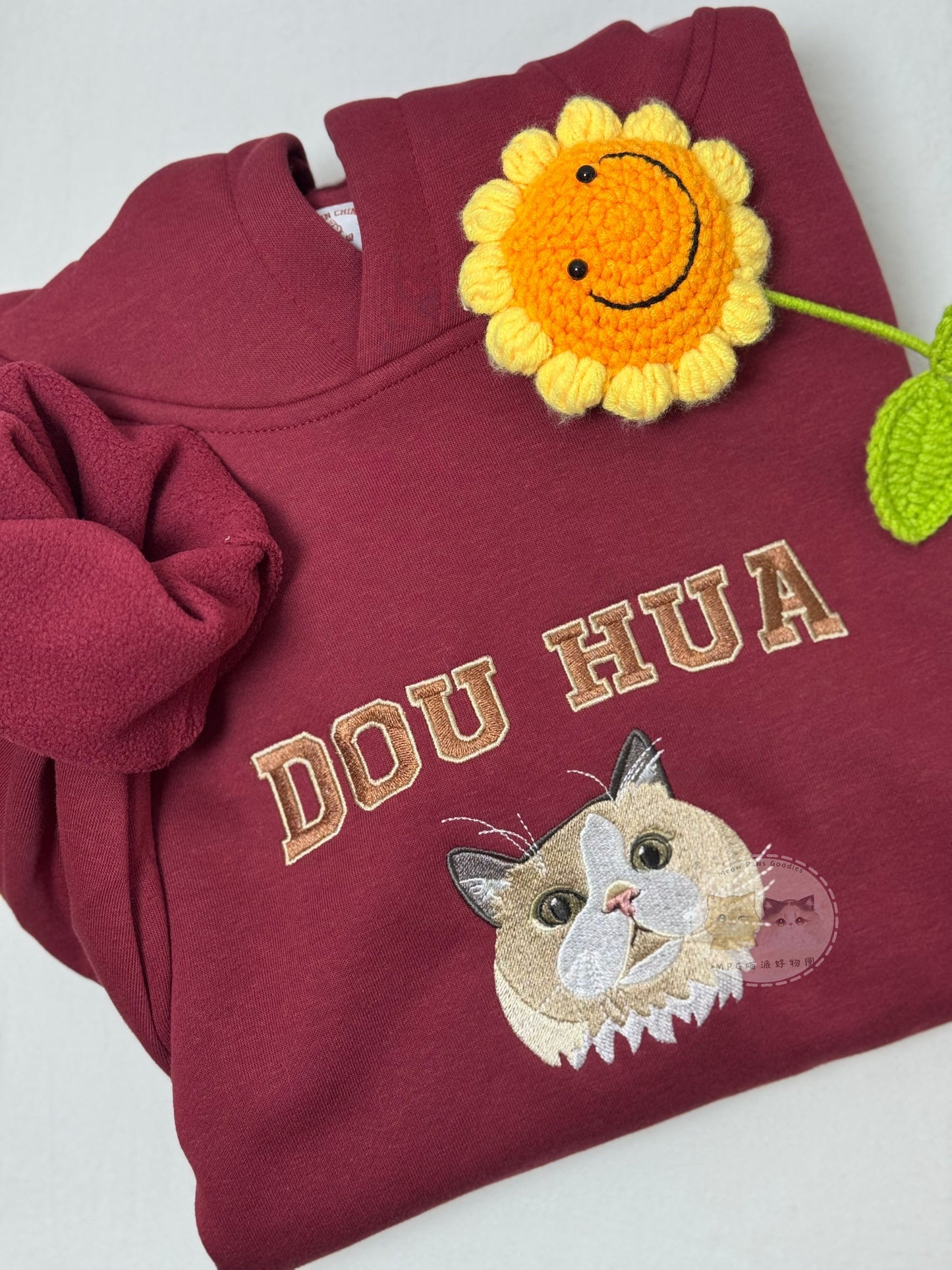 客製化毛孩刺綉帽T長袖刷毛款