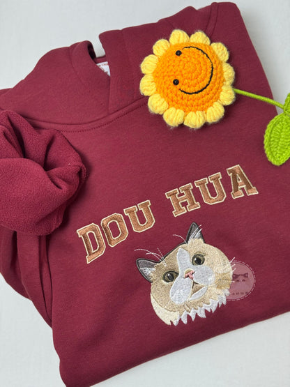 客製化毛孩刺綉帽T長袖刷毛款