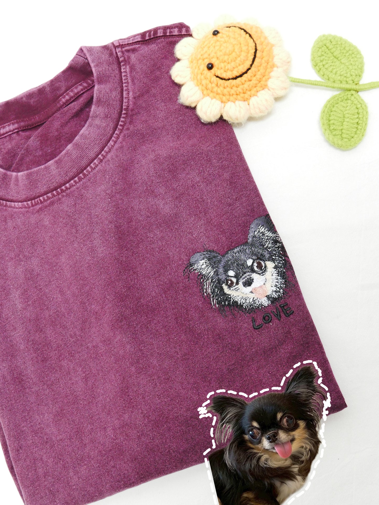 做舊水洗｜客製化寵物刺繡T恤短袖