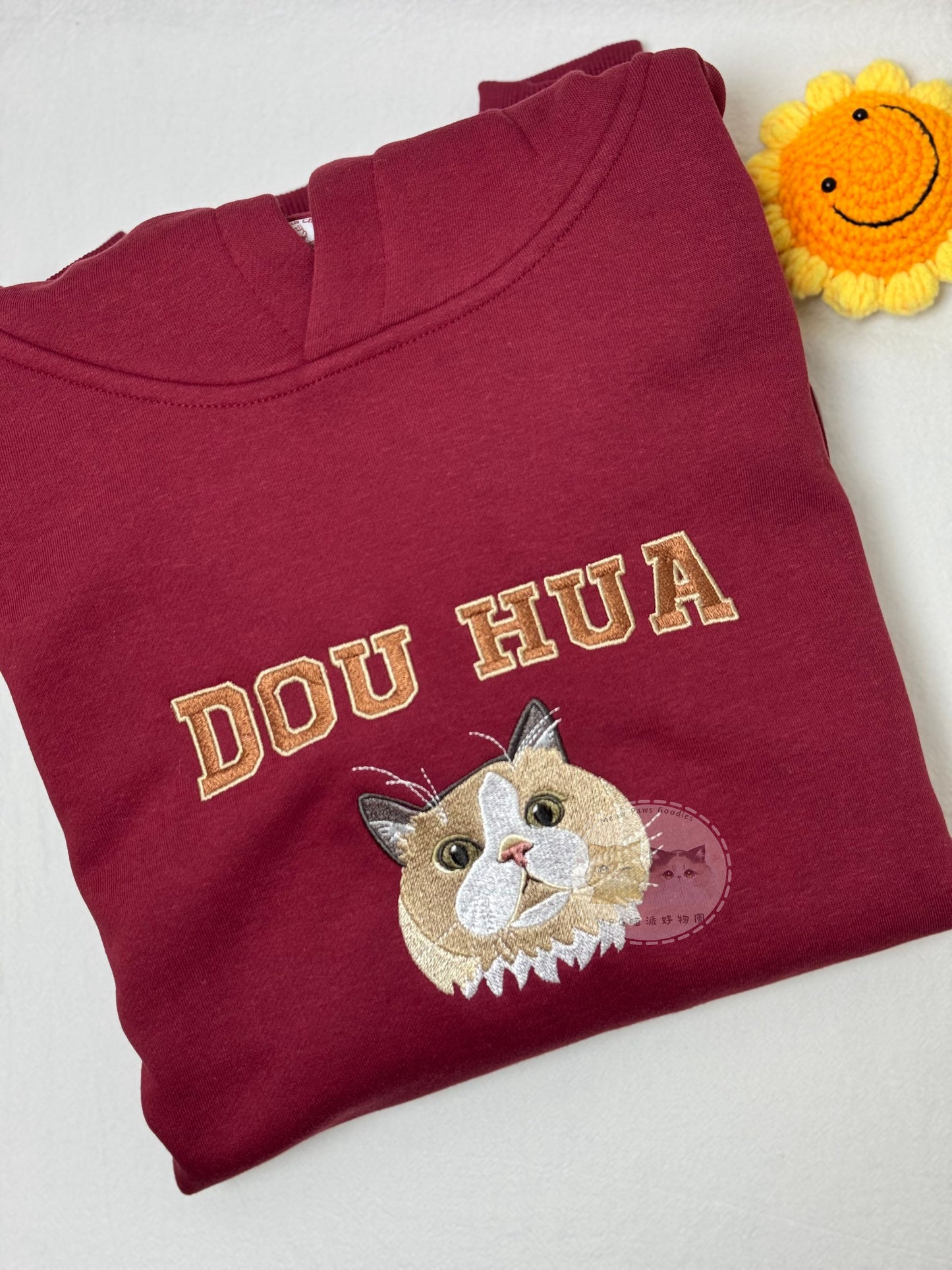 客製化毛孩刺綉帽T長袖刷毛款