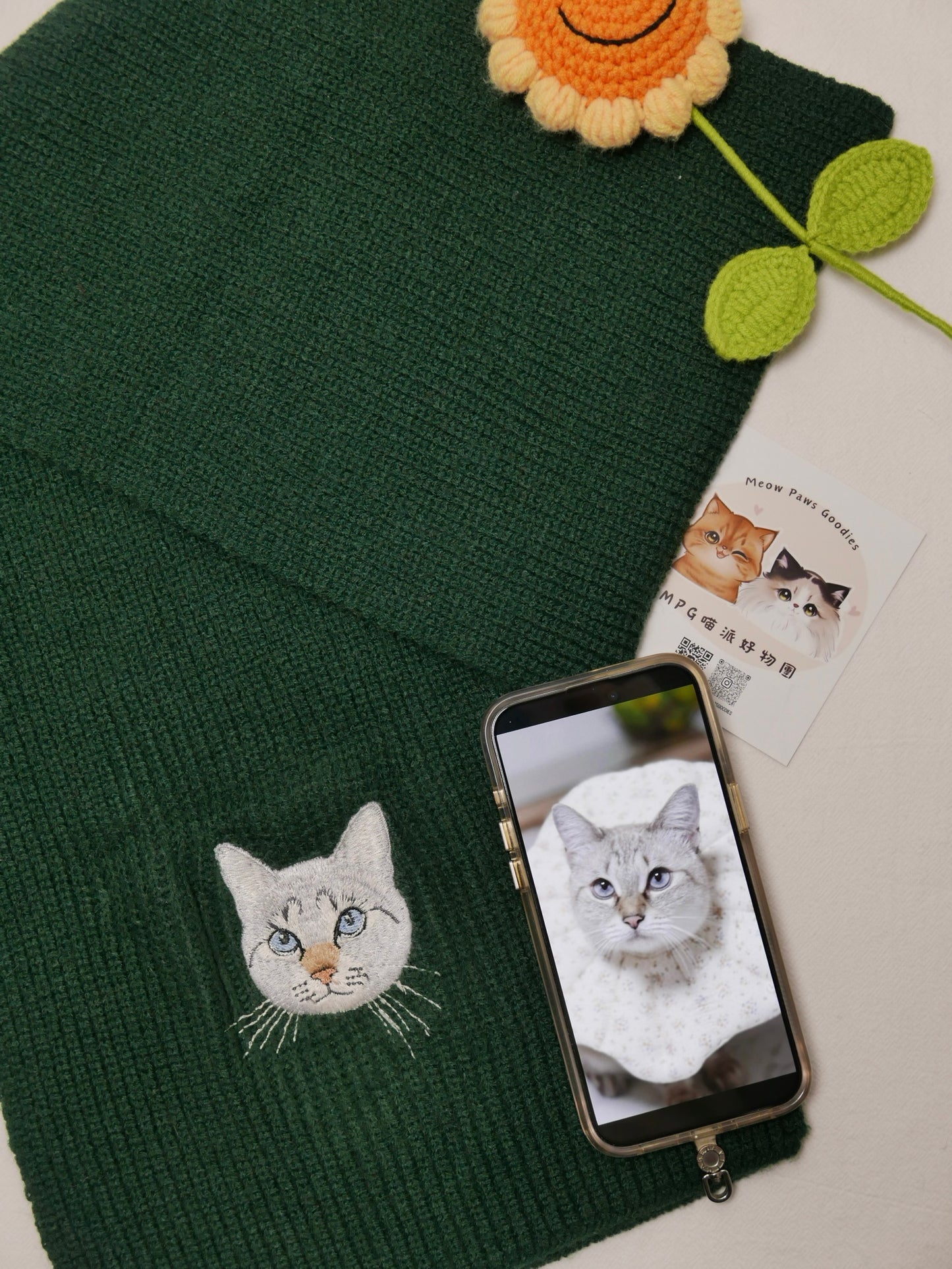 客製化寵物刺繡圍巾