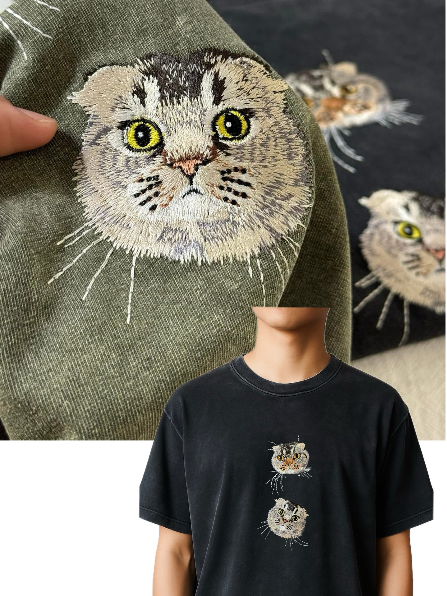 做舊水洗｜客製化寵物刺繡T恤短袖