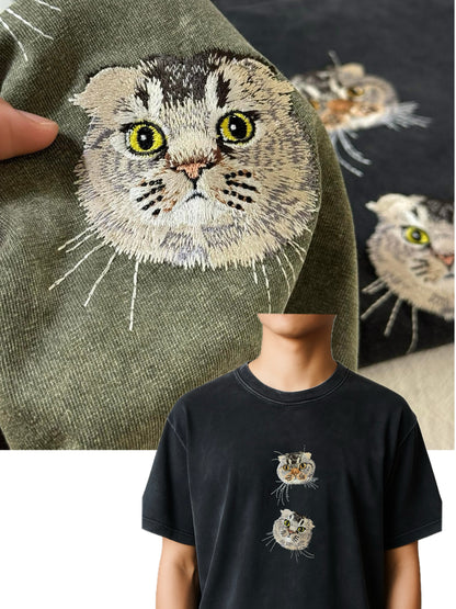 做舊水洗｜客製化寵物刺繡T恤短袖