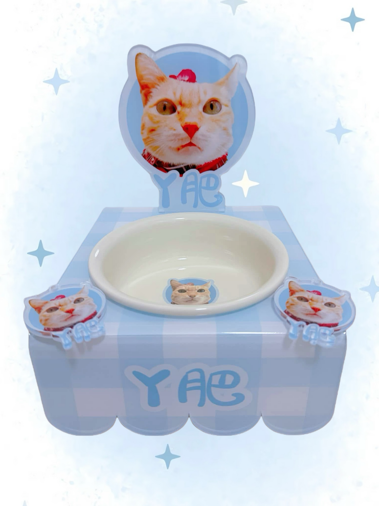 客製化寵物壓克力碗架套組彩印款