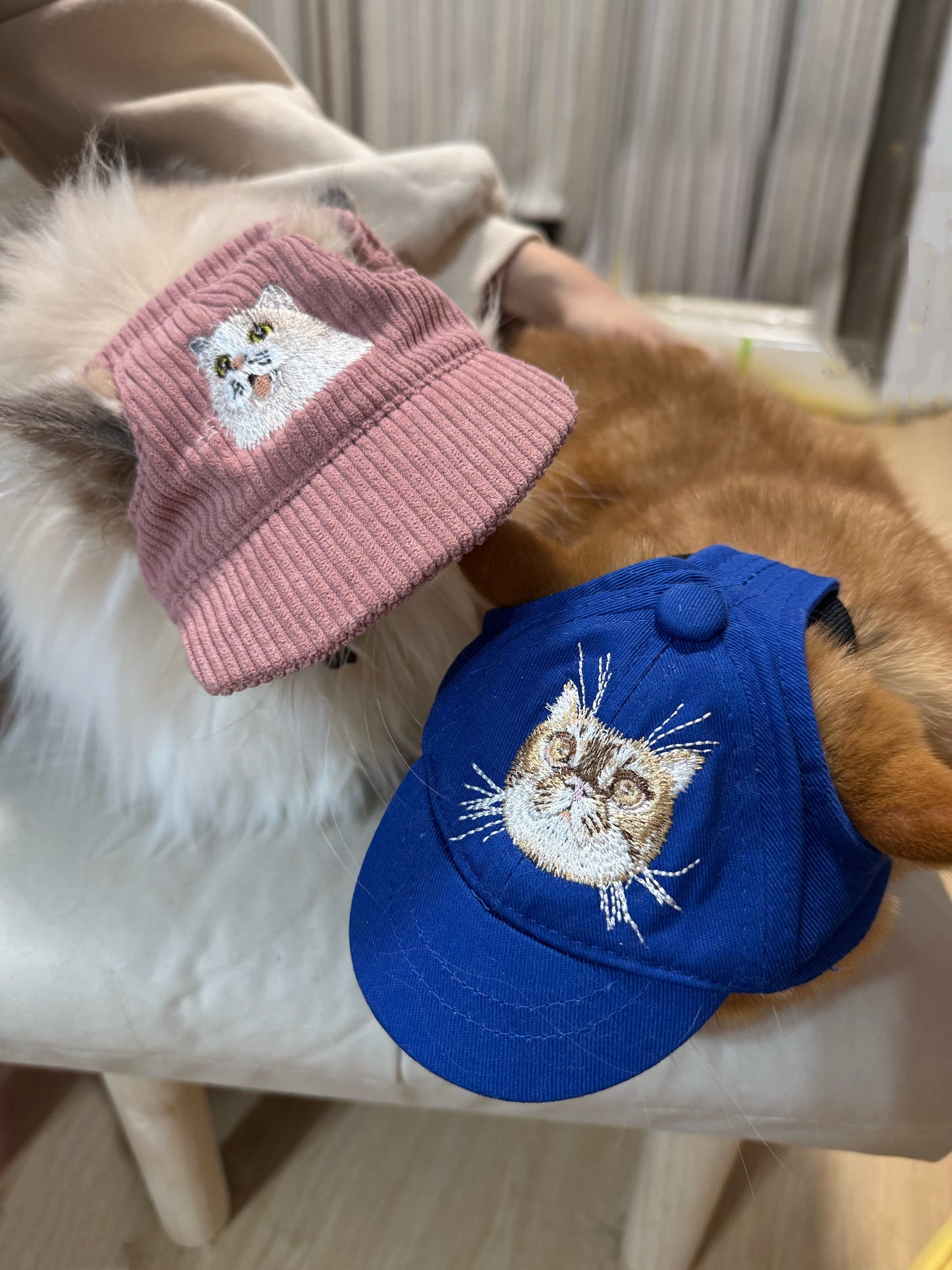 （毛孩用）客製化寵物刺繡燈芯絨帽